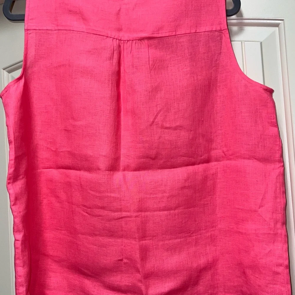Talbots Linen Hot Pink Sleeveless V-Neck Tank - Picture 2 of 4
